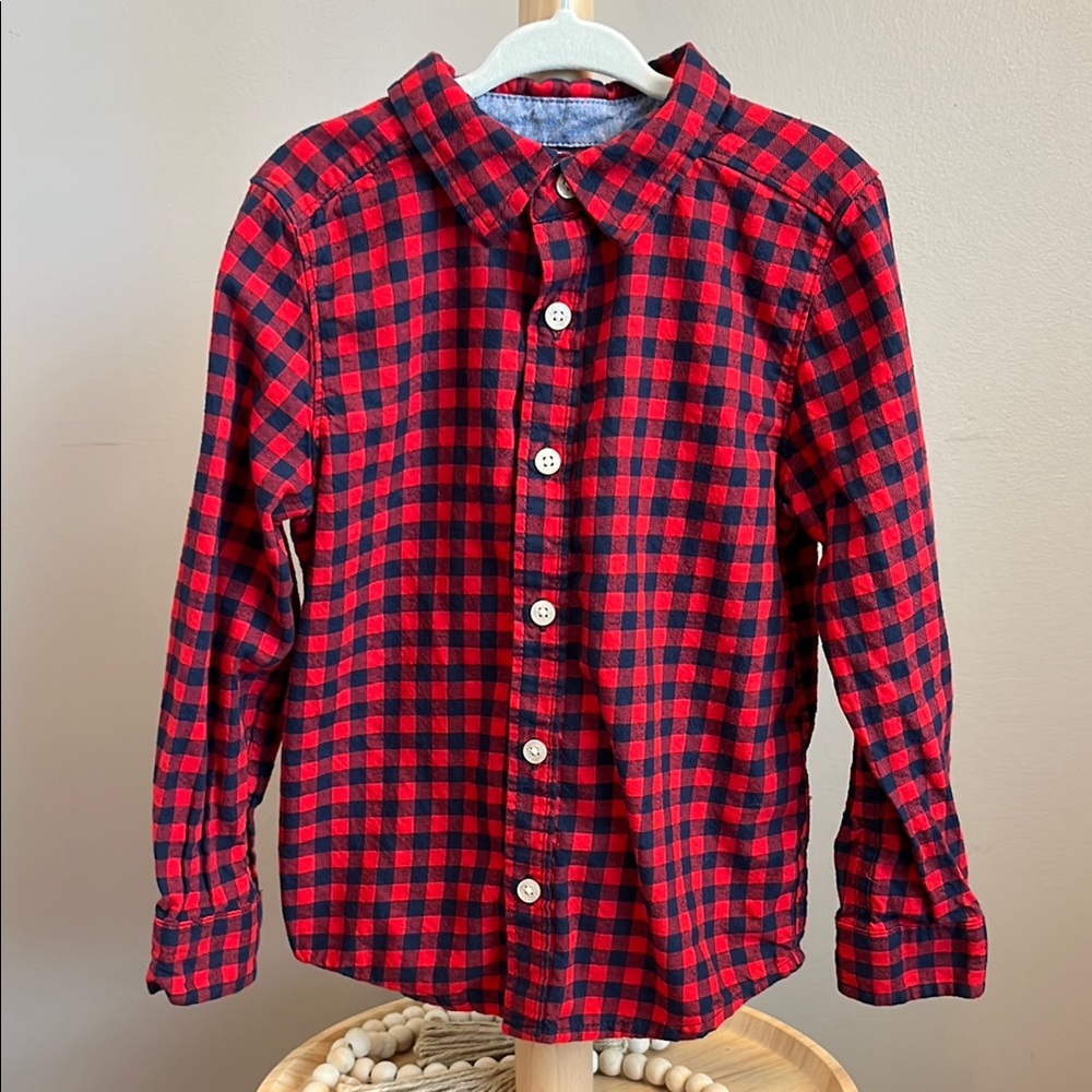 5/$25: OshKosh B'gosh Red and Blue Plaid Button Down Shirt